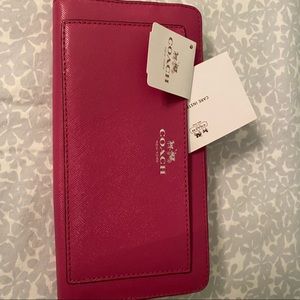 Coach Hot Pink Leather Wallet .